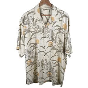 Tommy Bahama Short Sleeve Shirt Men's Button Up XL Cream 100% Silk Summer Wear
